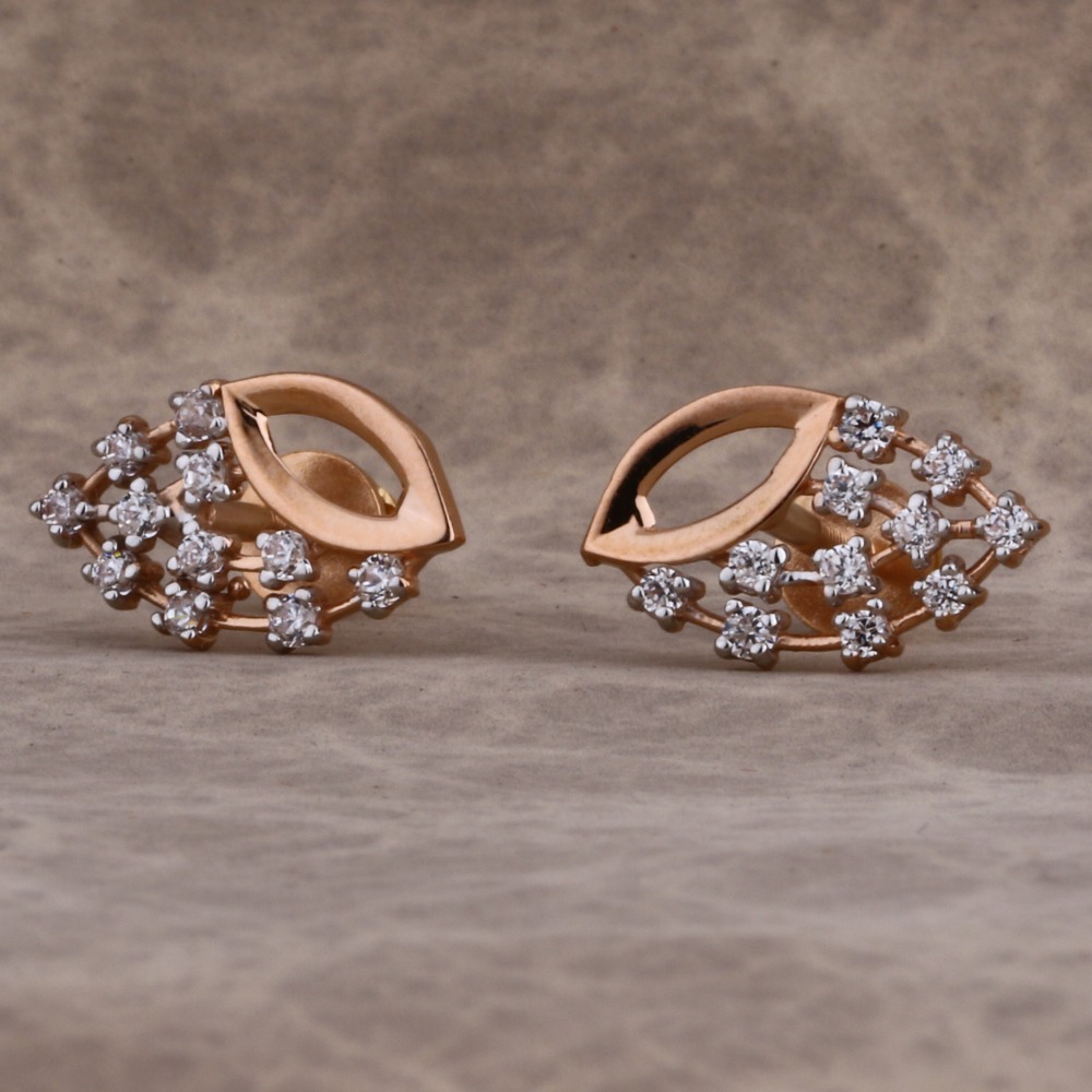 18KT Rose Gold CZ Women's Hallmark Earring RE227