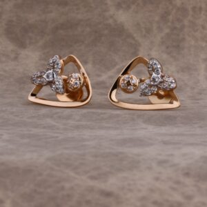 18KT Rose Gold CZ Women's Classic Hallmark Earring RE226