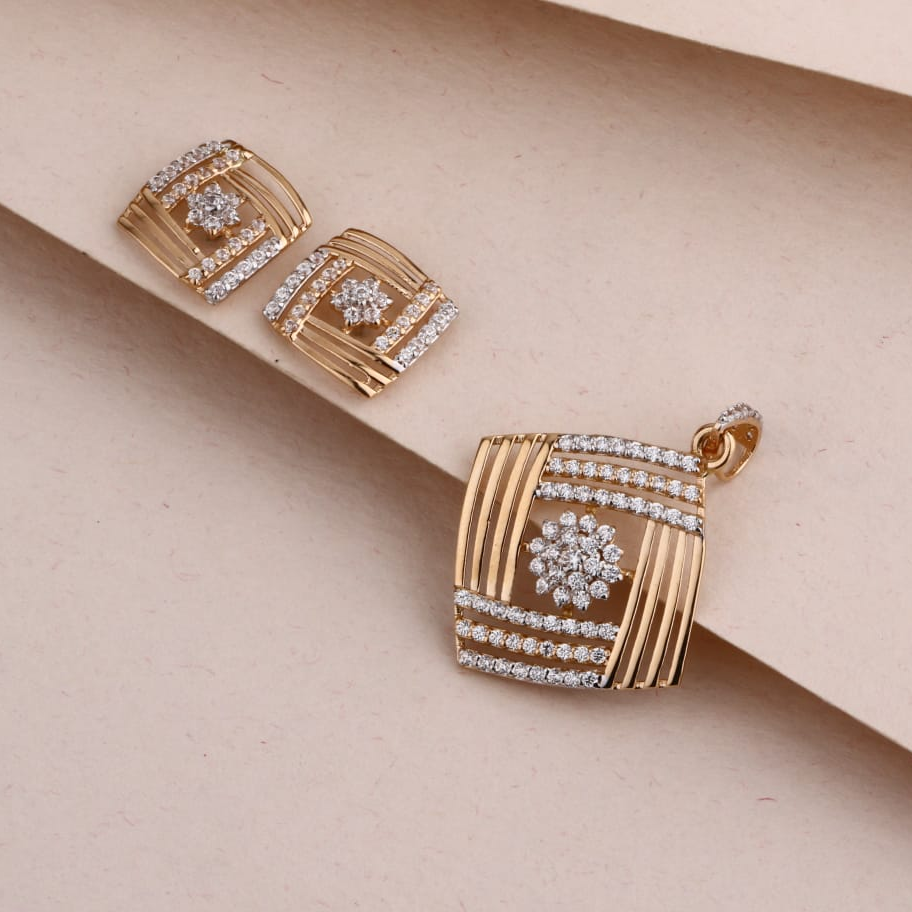 750 Rose Gold Ladies Fancy Pendant Set RPS177