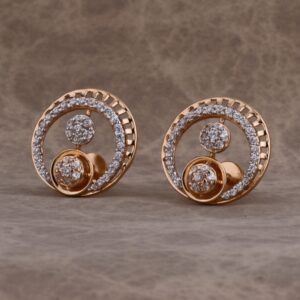 18KT Rose Gold CZ Women's Gorgeous Hallmark Earring RE221