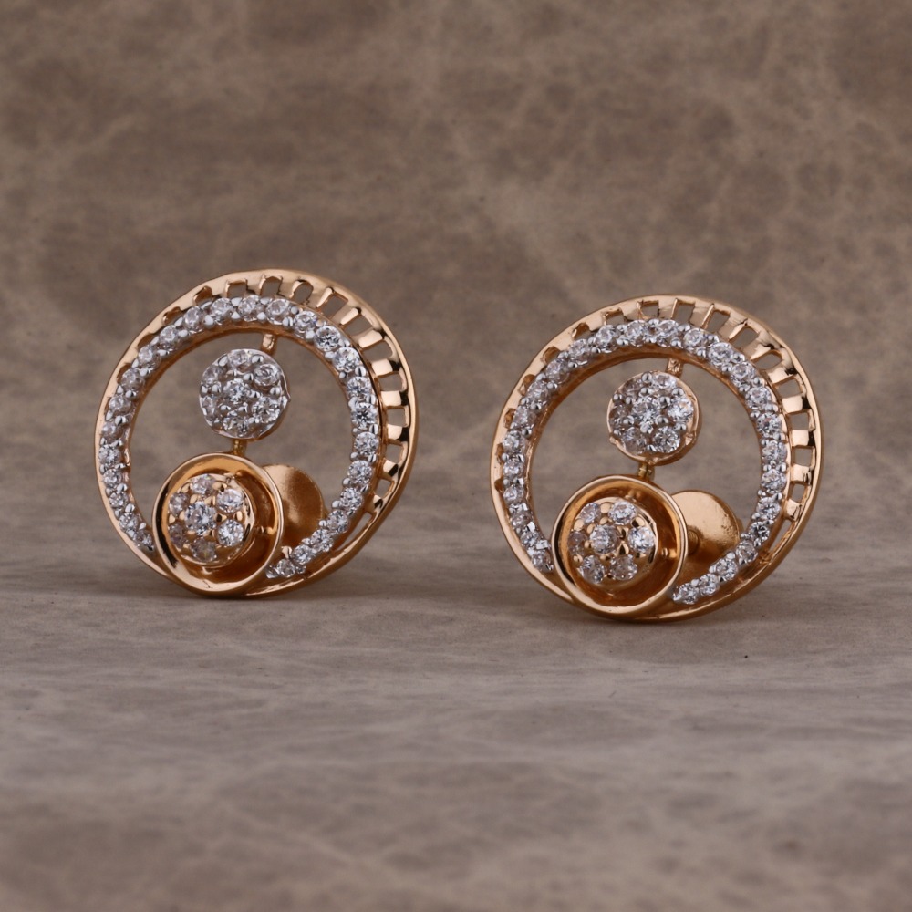 18KT Rose Gold CZ Women's Gorgeous Hallmark Earring RE221