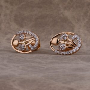 750 Rose Gold CZ Classic Women's Earring RE215