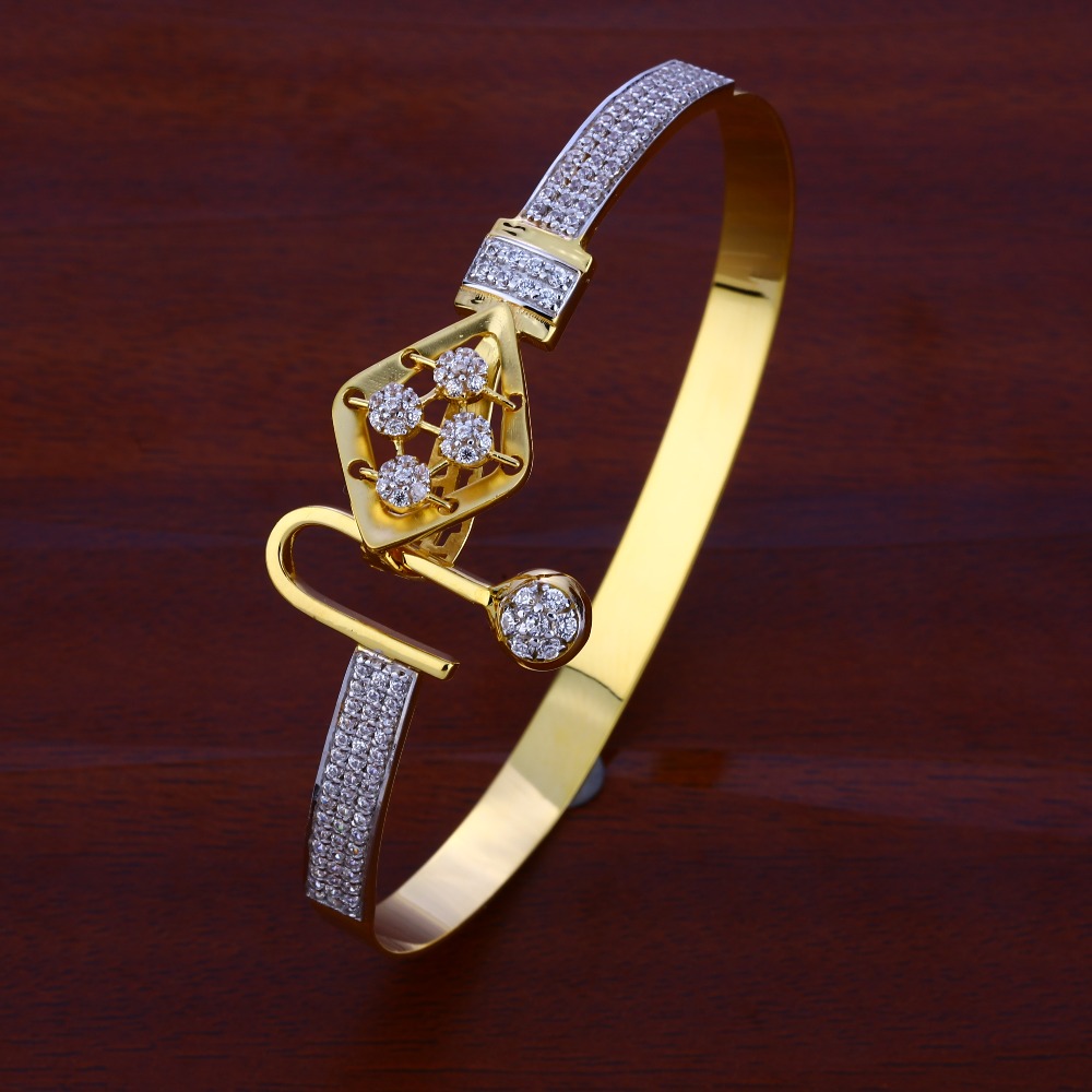 750 Gold CZ Ladies Classic  Kada Bracelet LKB112