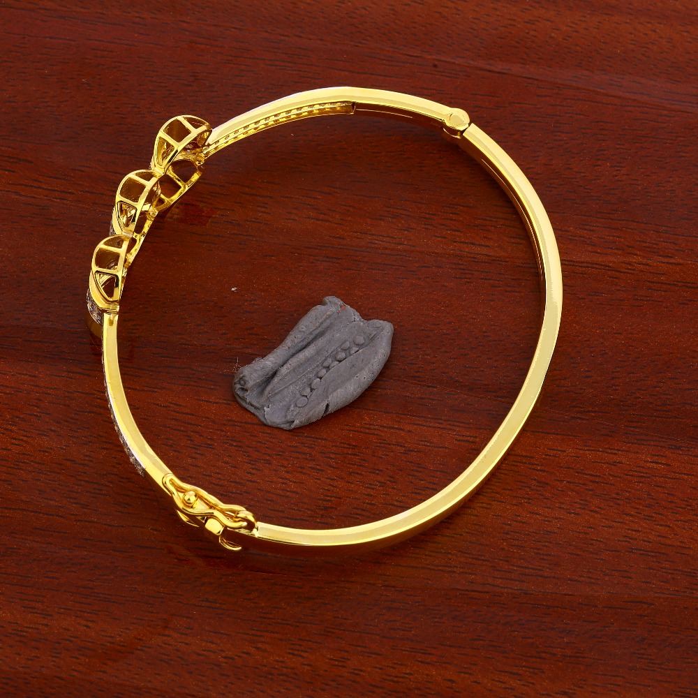 18CT CZ Ladies Gold Kada Bracelet LKB168 - Image 2