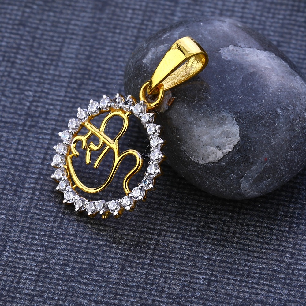 22KT CZ Gold Stylish God Pendant GP122