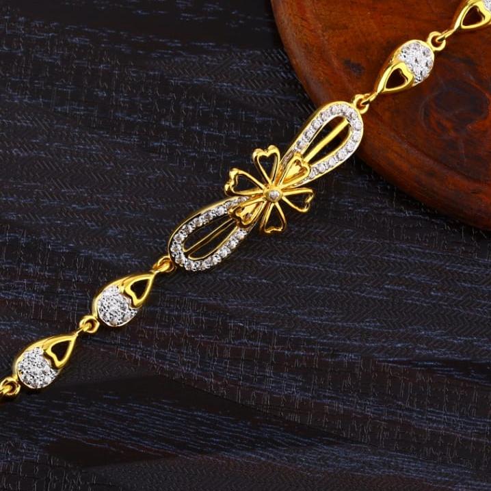 916 Gold Ladies CZ Bracelet LB408 - Image 2