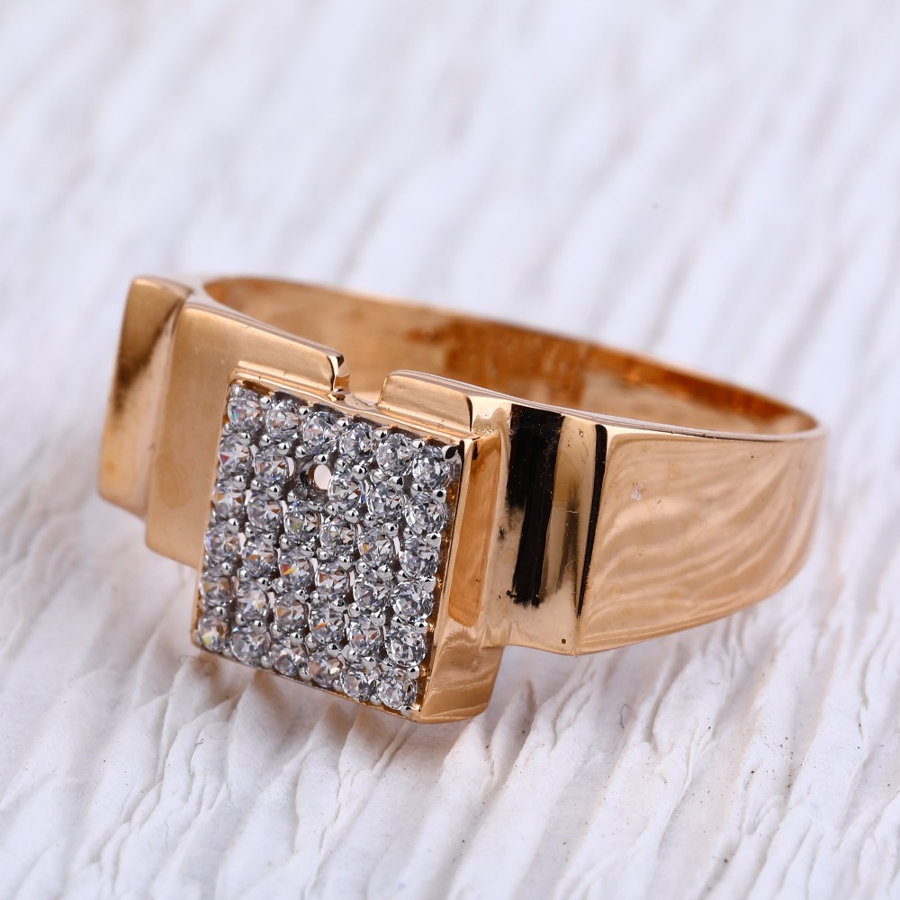 18KT Rose Gold CZ Fancy Mens Ring RMR96