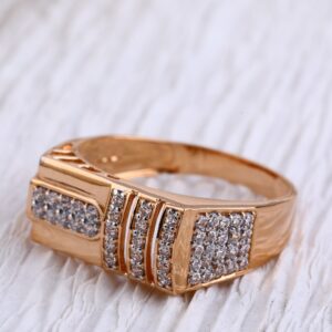 18KT Rose Gold CZ Delicate Mens Ring RMR94