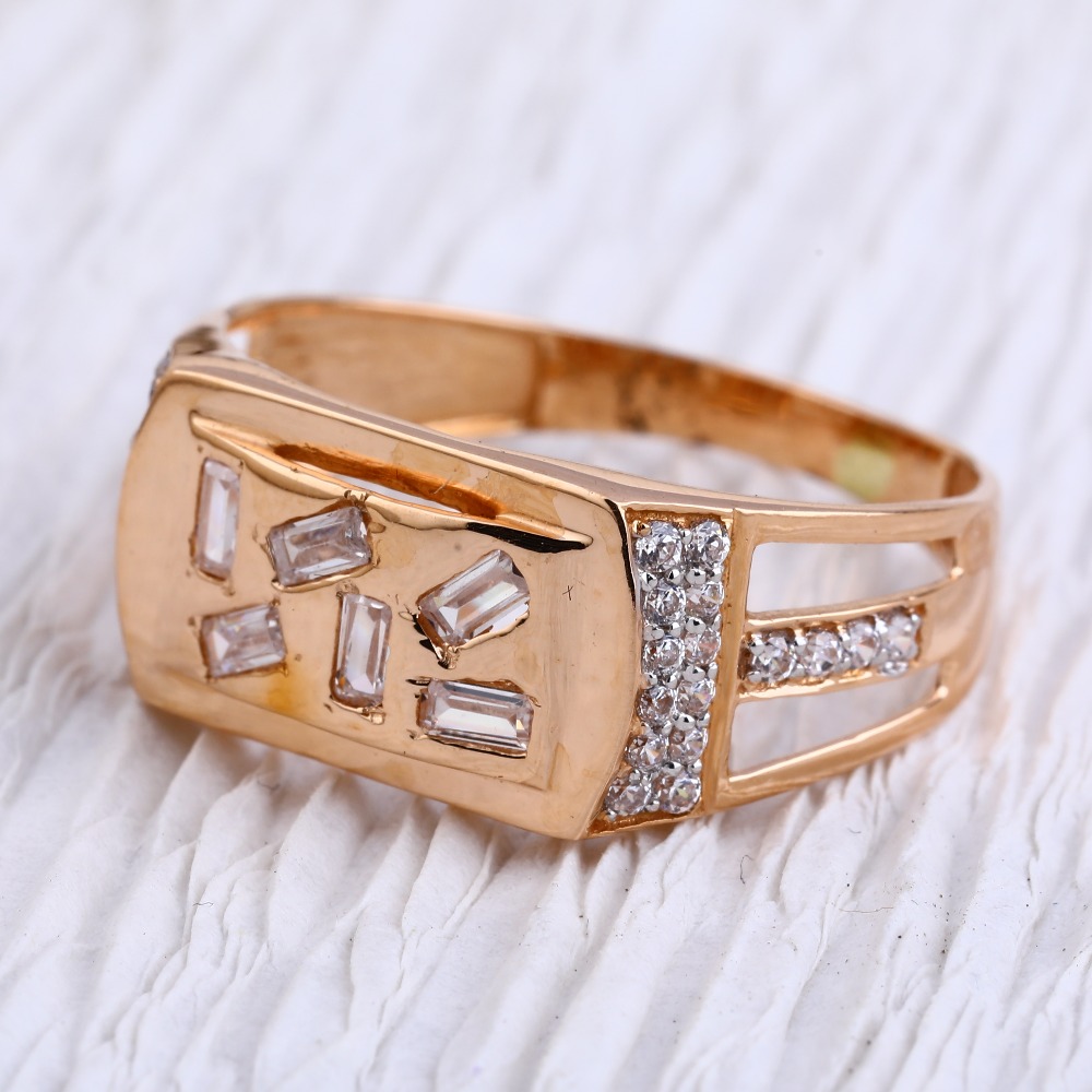 18KT Rose Gold CZ Designer Mens Ring RMR93