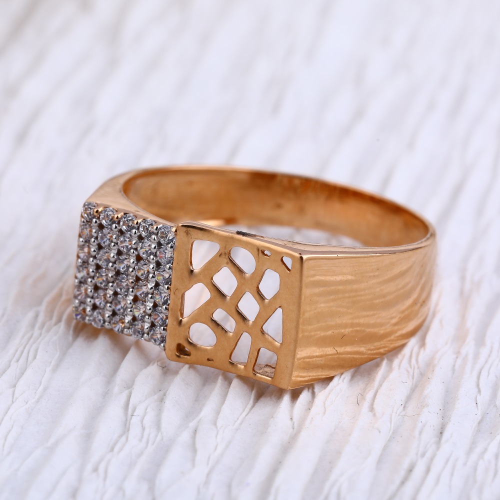 18KT Rose Gold CZ  Classic Mens Ring RMR92
