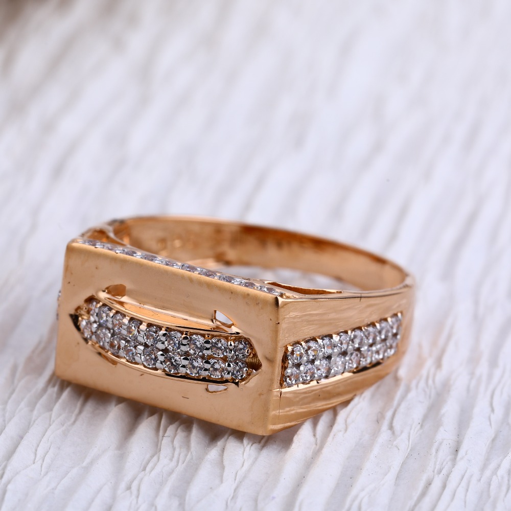 750 Rose Gold Hallmark stylish Mens Ring RMR90