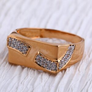 750 Rose Gold Hallmark fancy Mens Ring RMR88
