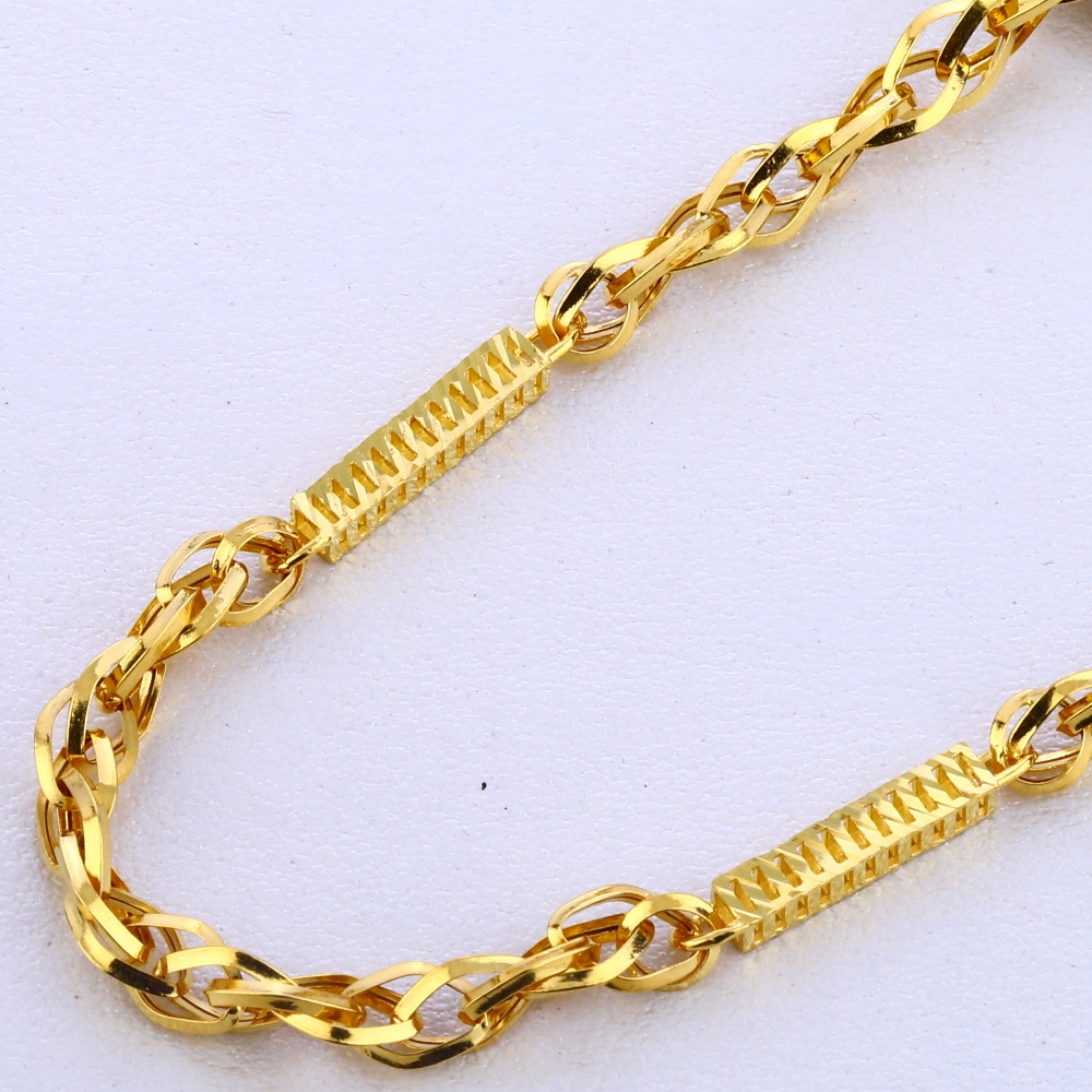 22KT Gold Plain Classic Men's Choco Chain MCH306 - Image 2