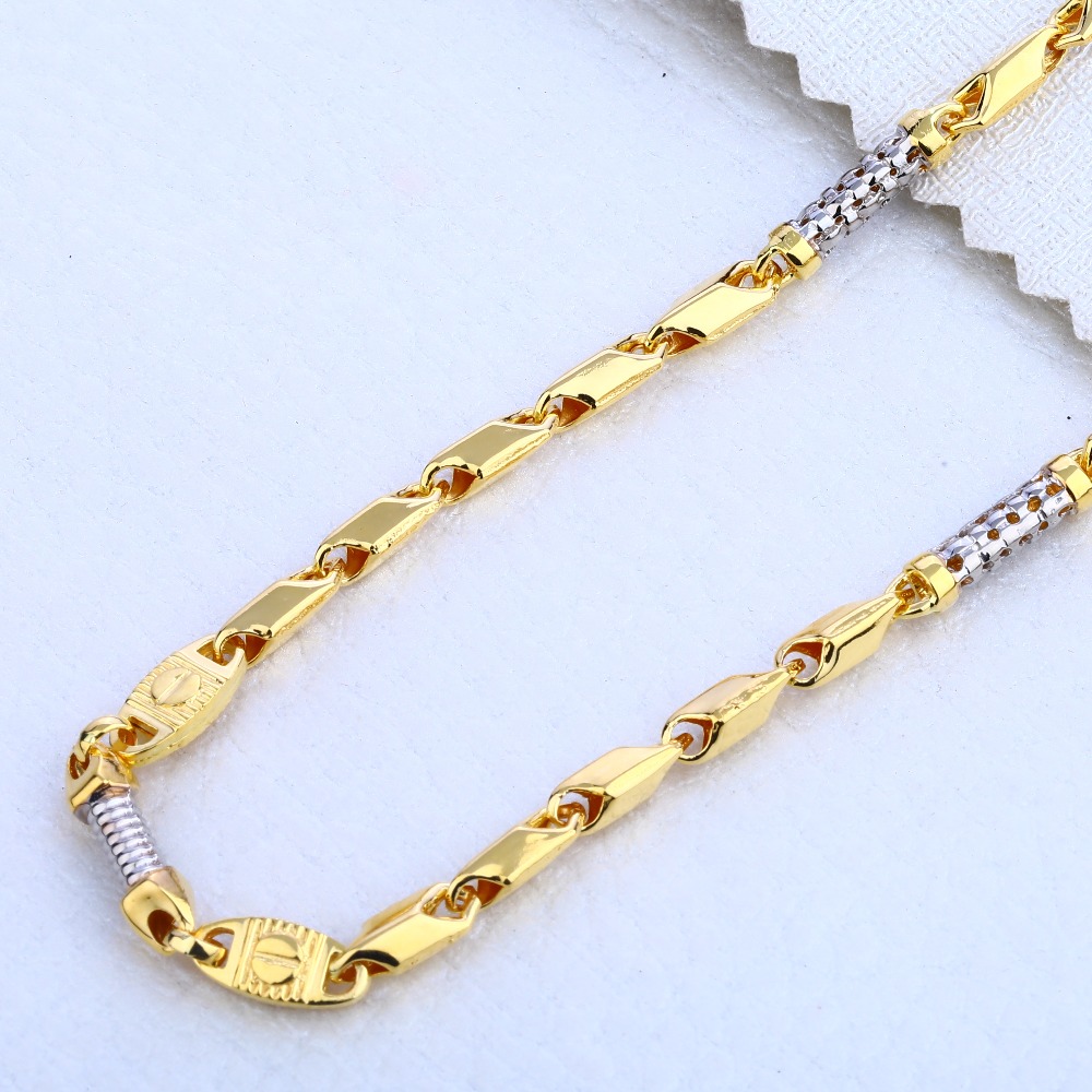 22CT Gold Mens Plain Fancy Choco Chain MCH303 - Image 2