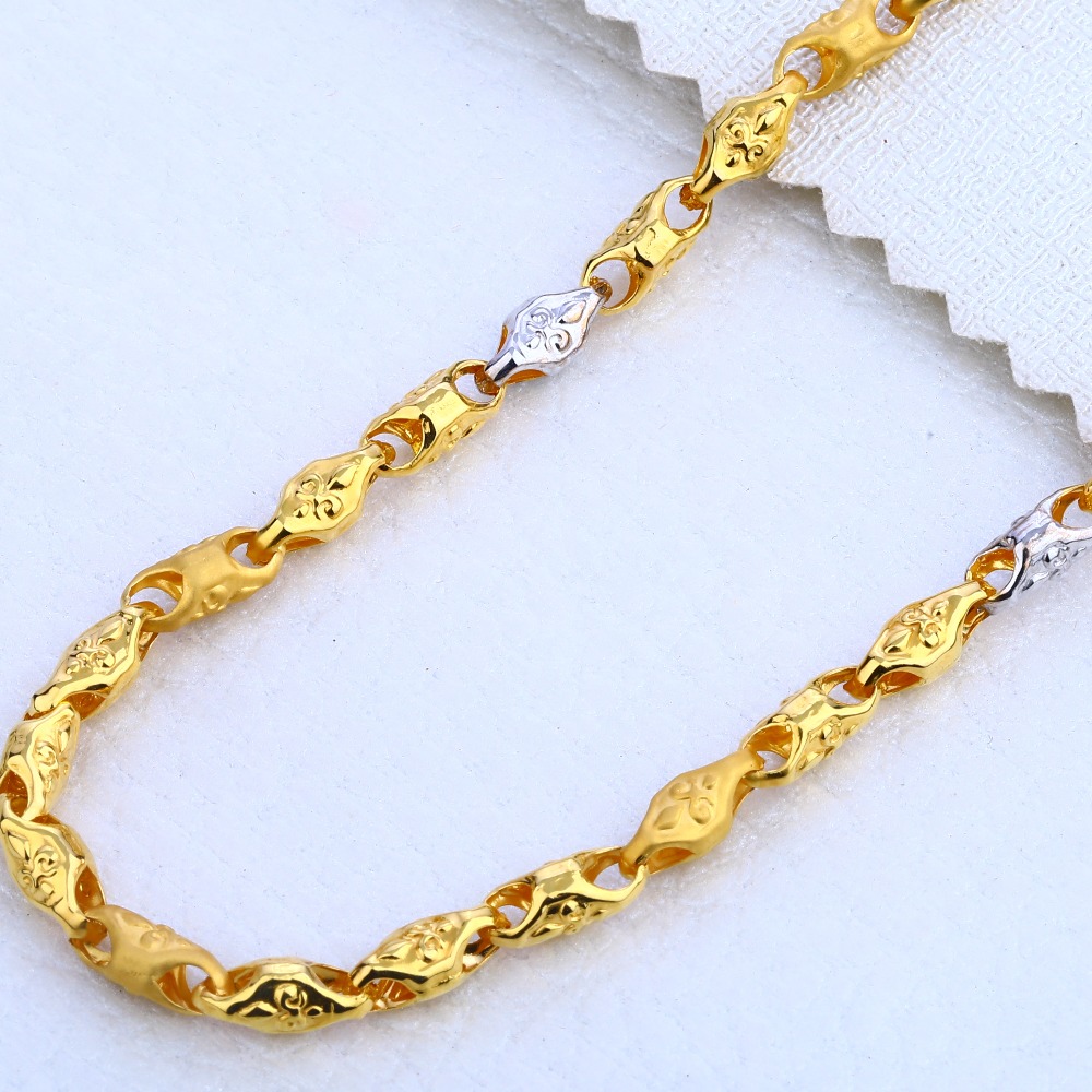 22KT Gold Mens hallmark Designer Choco Chain MCH239 - Image 2
