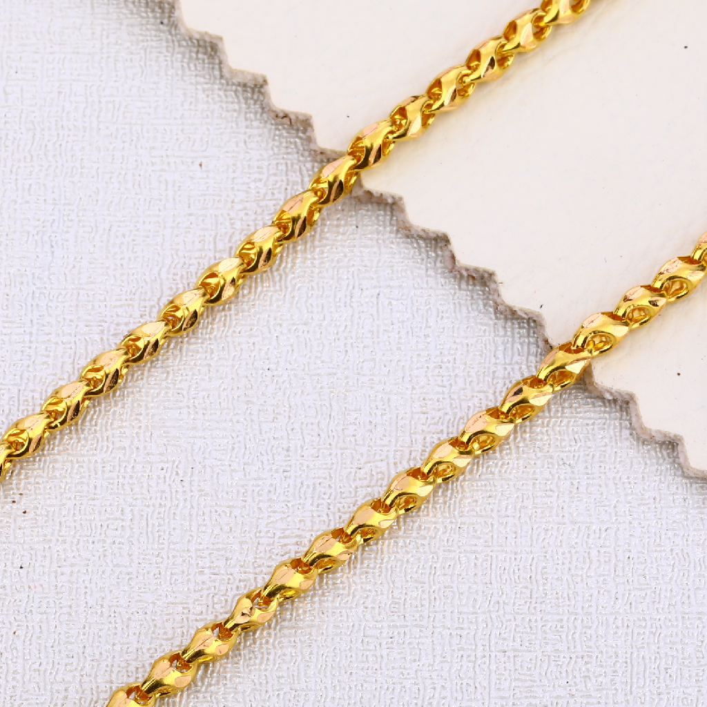 22KT Gold Mens Delicate Choco Chain MCH452 - Image 2