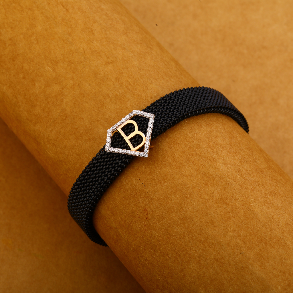 750 Rose Gold Hallmark Mens Leather Bracelet MLB306