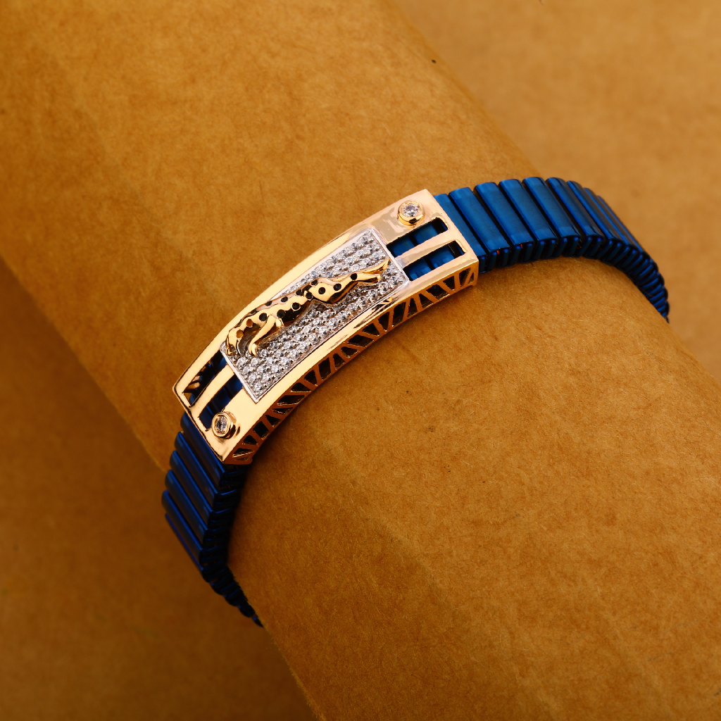 750 Rose Gold Cz Fancy Leather Bracelet MLB309