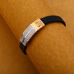 750 Rose Gold Cz Exclusive Leather Bracelet MLB310