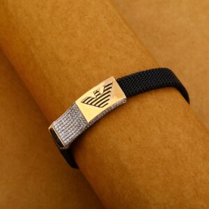 18CT Rose Gold Gorgeous Leather Mens Bracelet MLB321