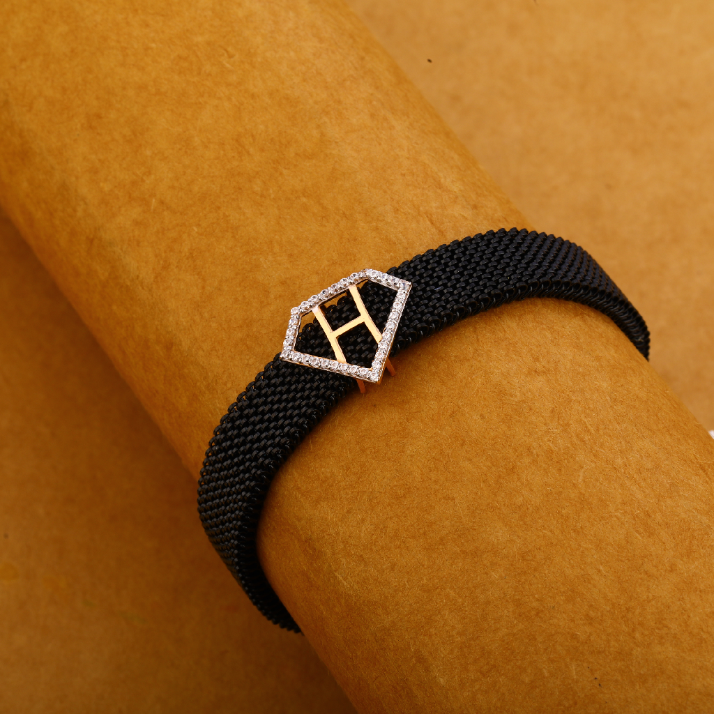 18CT Rose Gold Delicate Leather Mens Bracelet MLB324