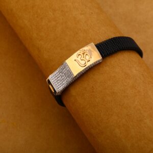 18kt rose gold gorgeous leather mens bracelet mlb329