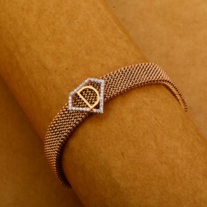 18KT Rose Gold Delicate Leather Mens Bracelet MLB332