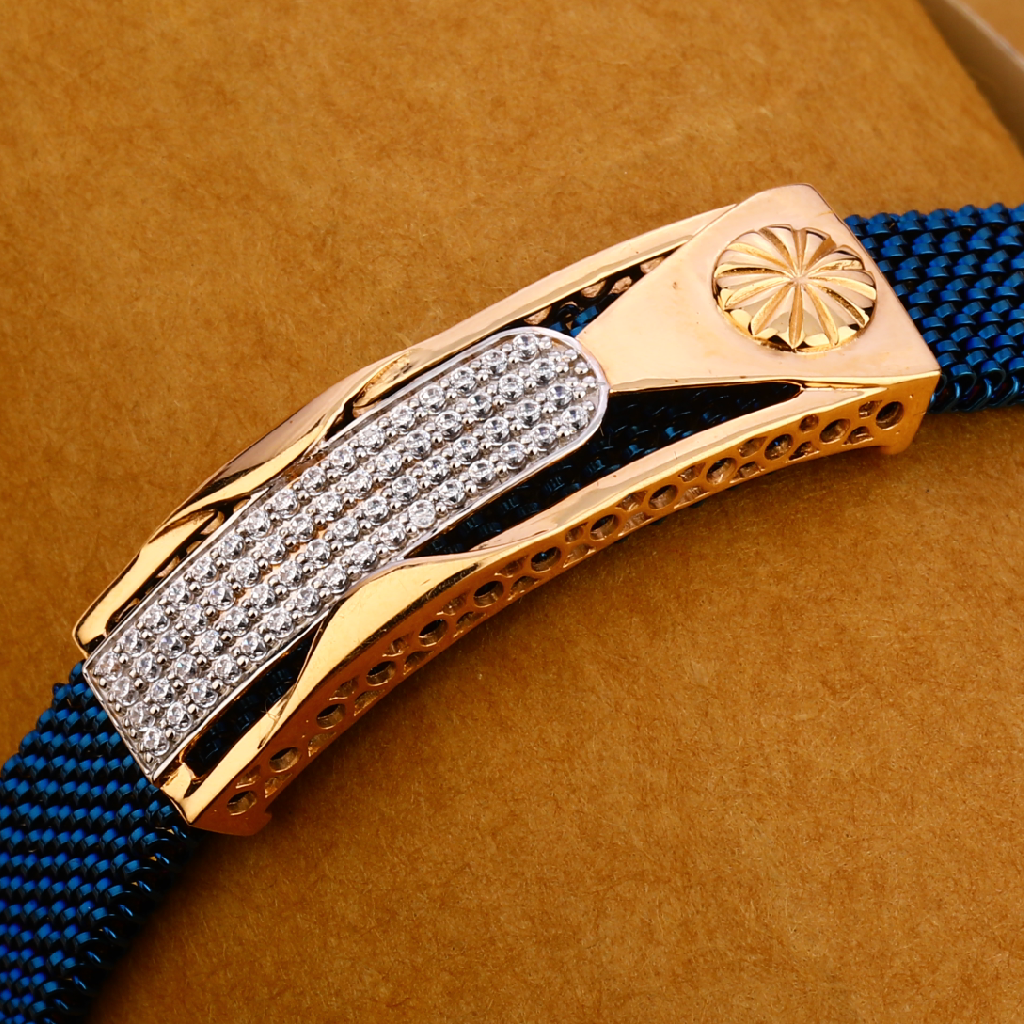 18KT Rose Gold Leather Mens Bracelet MLB335 - Image 2
