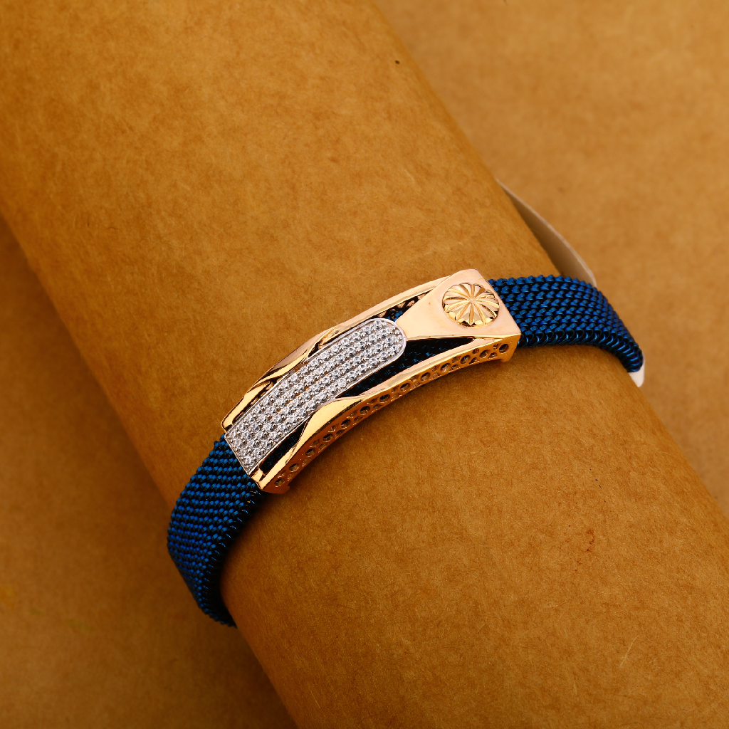 18KT Rose Gold Leather Mens Bracelet MLB335