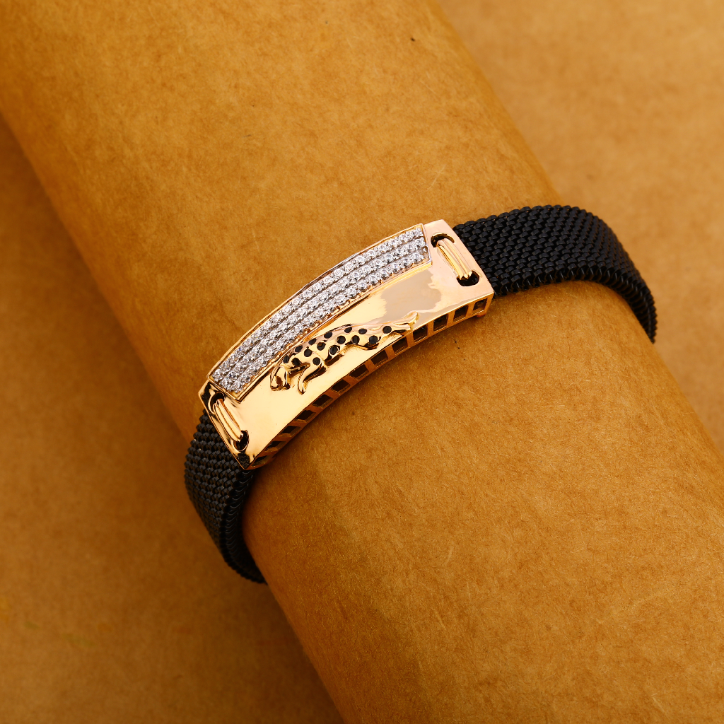 18KT CZ Rose Gold Hallmark Delicate Mens Bracelet MLB340