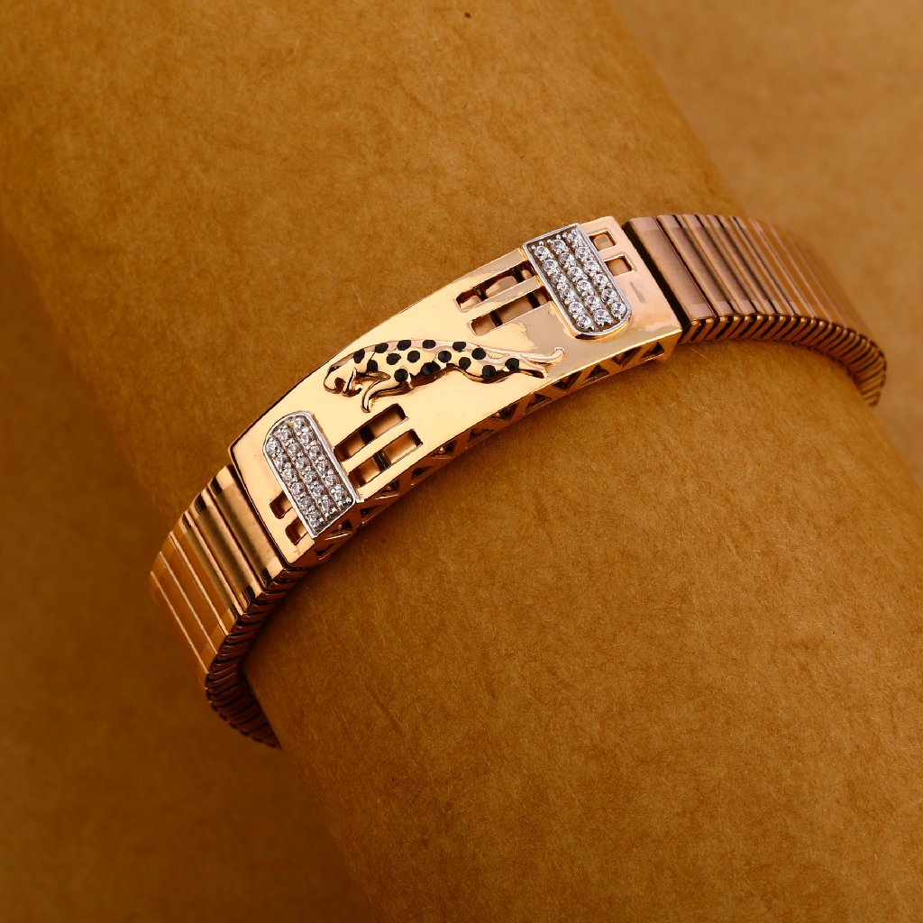 18KT CZ Rose Gold Hallmark Designer Mens Bracelet MLB341