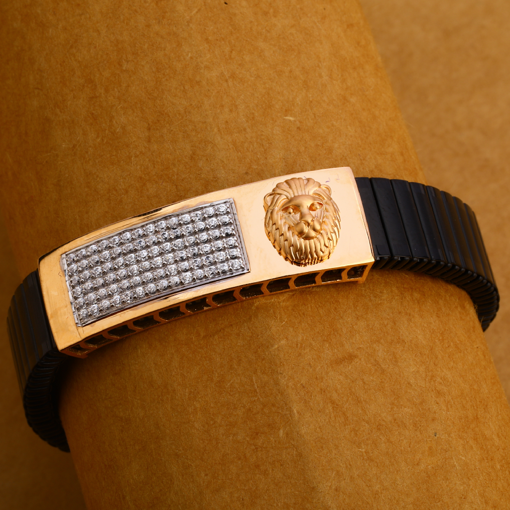 18KT Rose Gold mens Hallmark Delicate Leather Bracelet MLB208