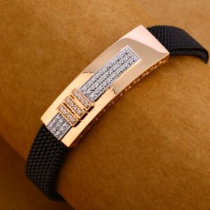 18KT Rose Gold  Gentlemens Delicate Leather Bracelet MLB224