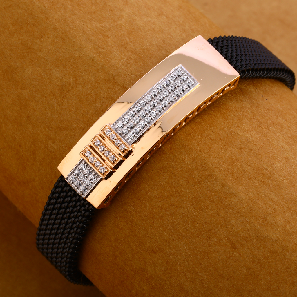 18KT Rose Gold  Gentlemens Delicate Leather Bracelet MLB224