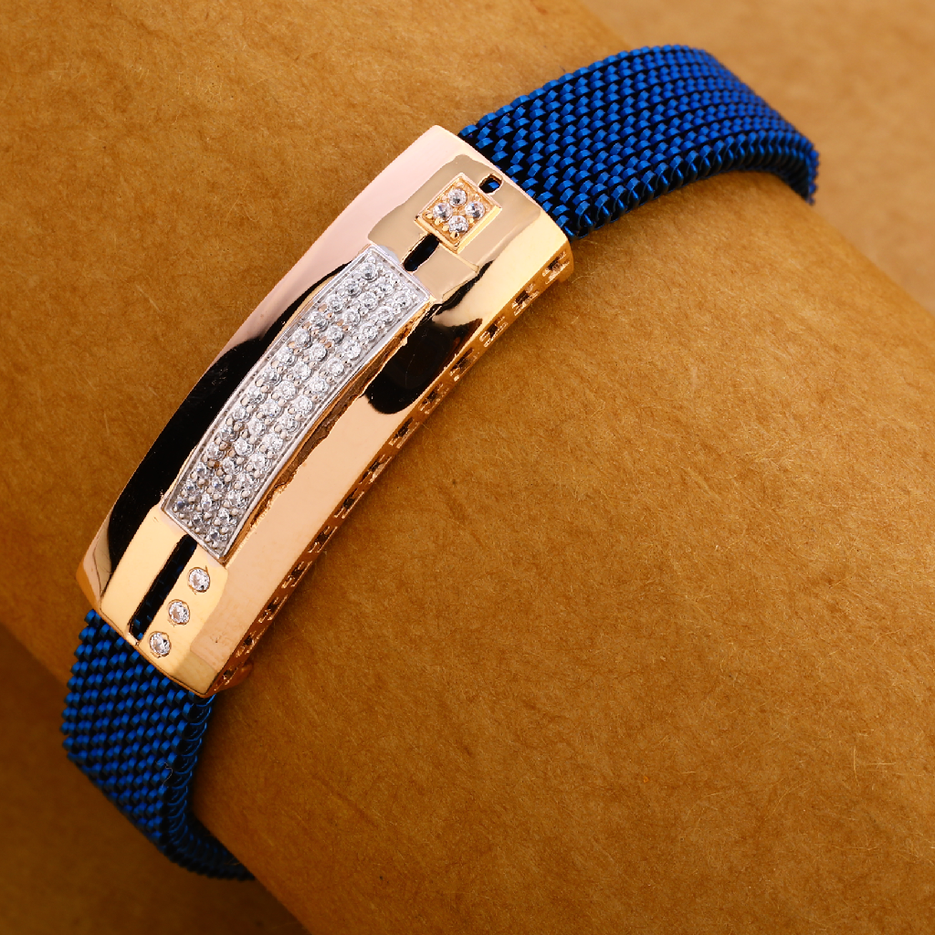 18KT Rose Gold  Gentlemens Designer Leather Bracelet MLB225