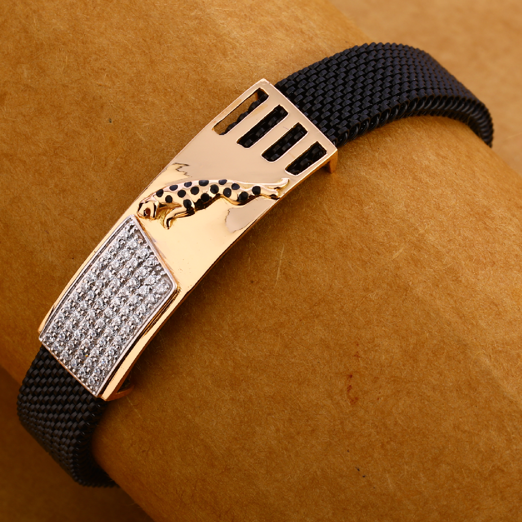 18KT Rose Gold  Gentlemens Classic Leather Bracelet MLB226