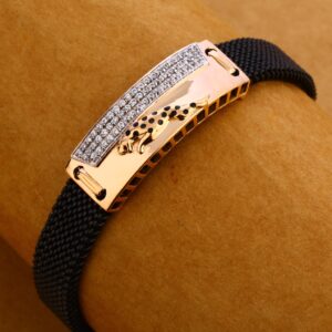 750 Rose Gold Hallmark Stylish Leather Bracelet MLB228