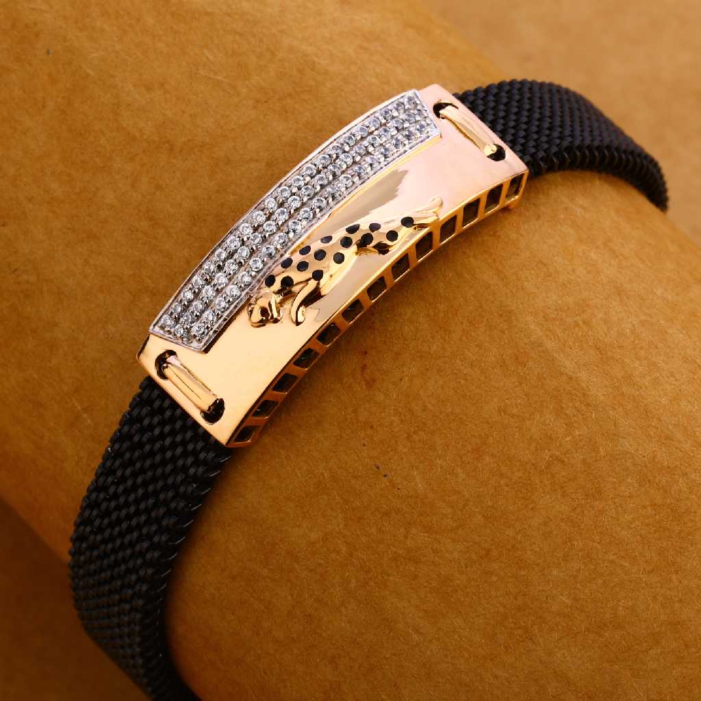 750 Rose Gold Hallmark Stylish Leather Bracelet MLB228