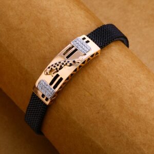 750 Rose Gold Hallmark Designer Leather Bracelet MLB233