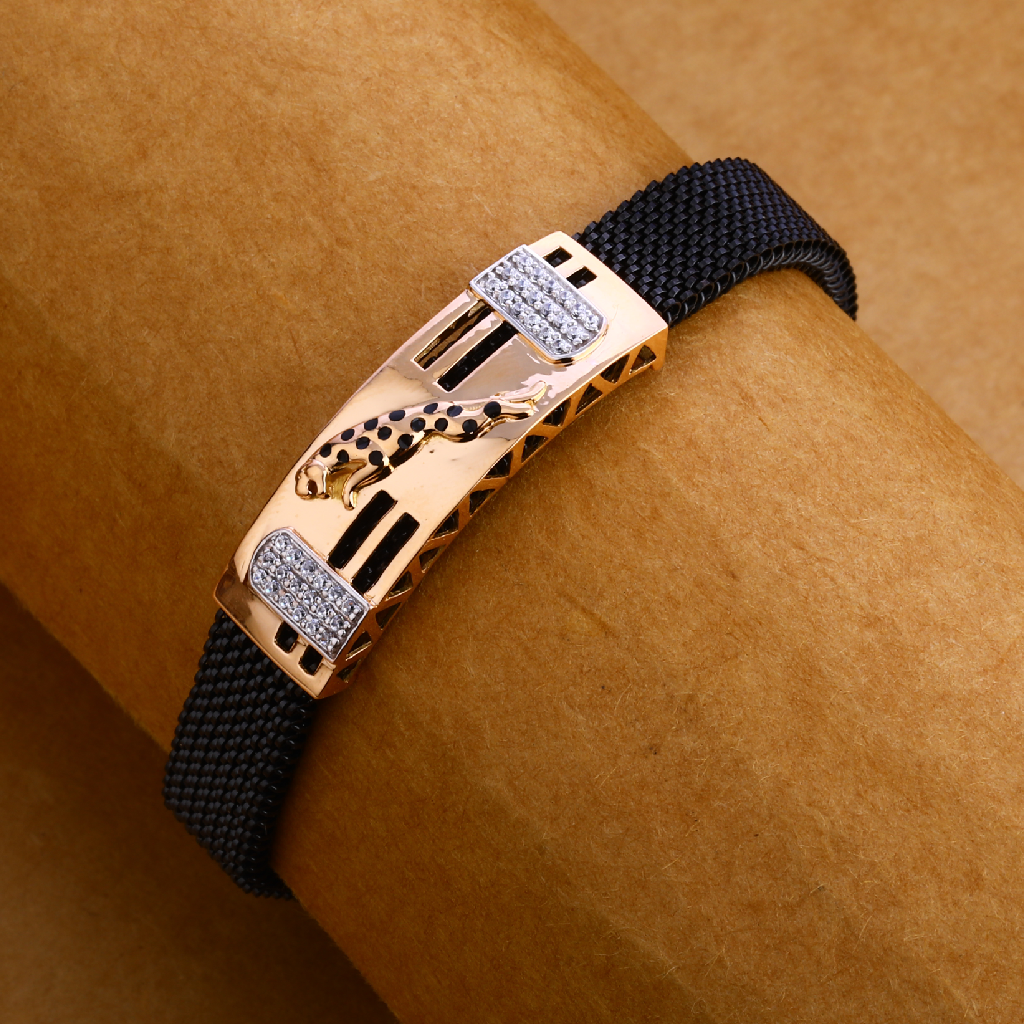 750 Rose Gold Hallmark Designer Leather Bracelet MLB233