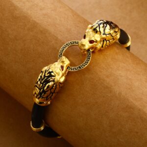 750 Rose Gold Gourgeous Mens Leather Bracelet MLB237