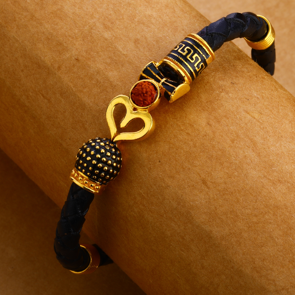 750 Rose Gold Exclusive Mens Leather Bracelet MLB239