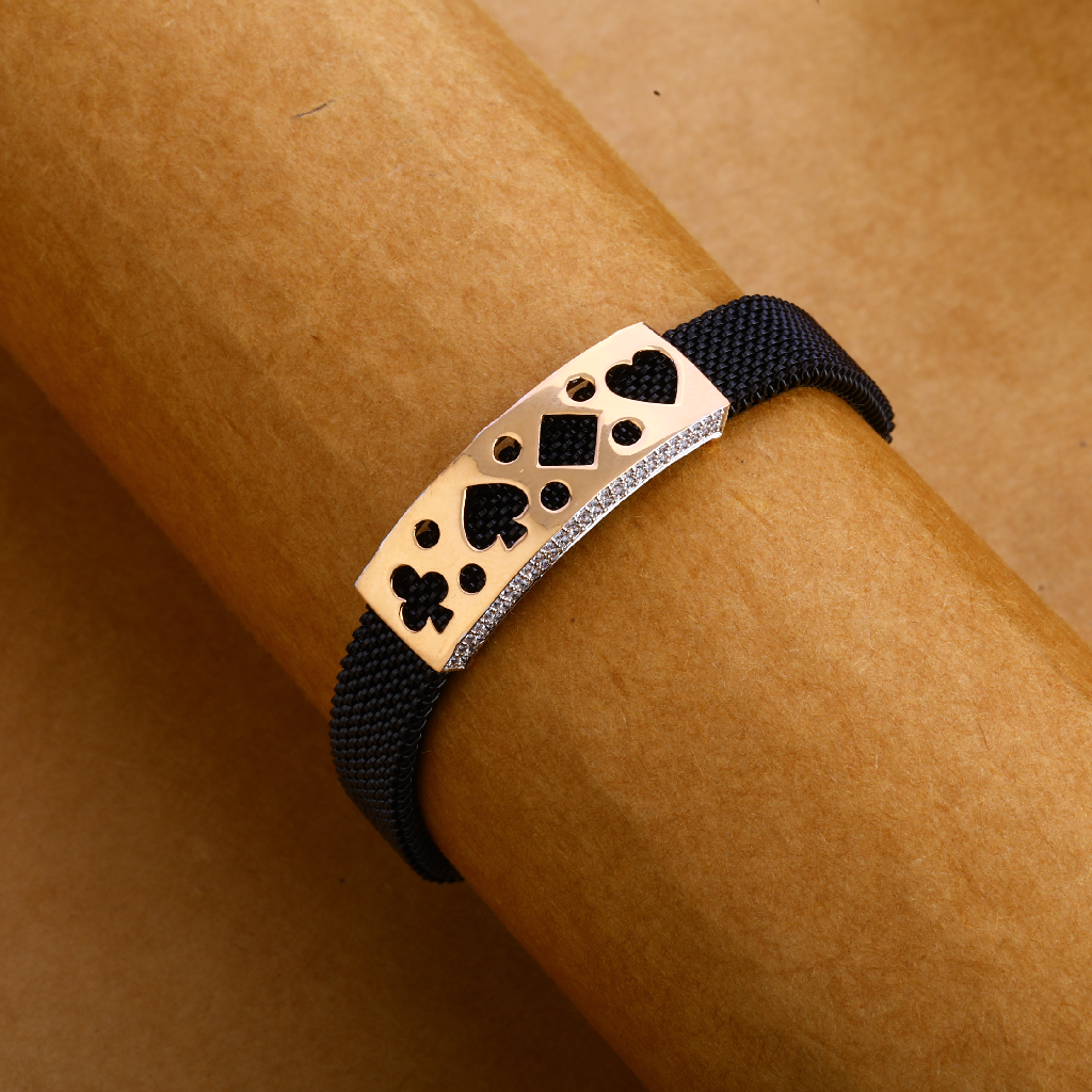 750 Rose Gold Delicate Mens Leather Bracelet MLB240