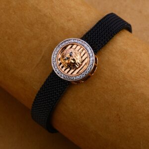 750 Rose Gold Classic Mens Leather Bracelet MLB242