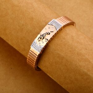 750 Rose Gold Mens Leather Bracelet MLB291
