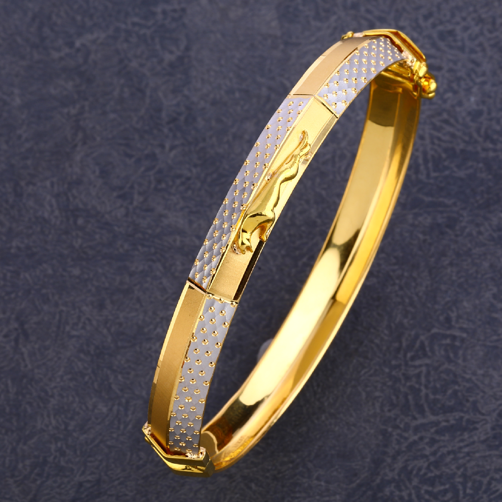 22kt gold mens punjabu stylish lock kada bracelet mplkb63