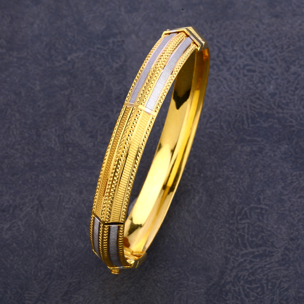 22KT Gold Mens Punjabu Gorgeous Lock Kada Bracelet MPLKB64