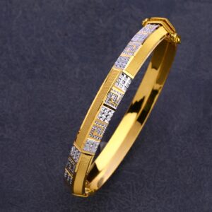 22KT Gold Mens Punjabu Fancy Lock Kada Bracelet MPLKB65
