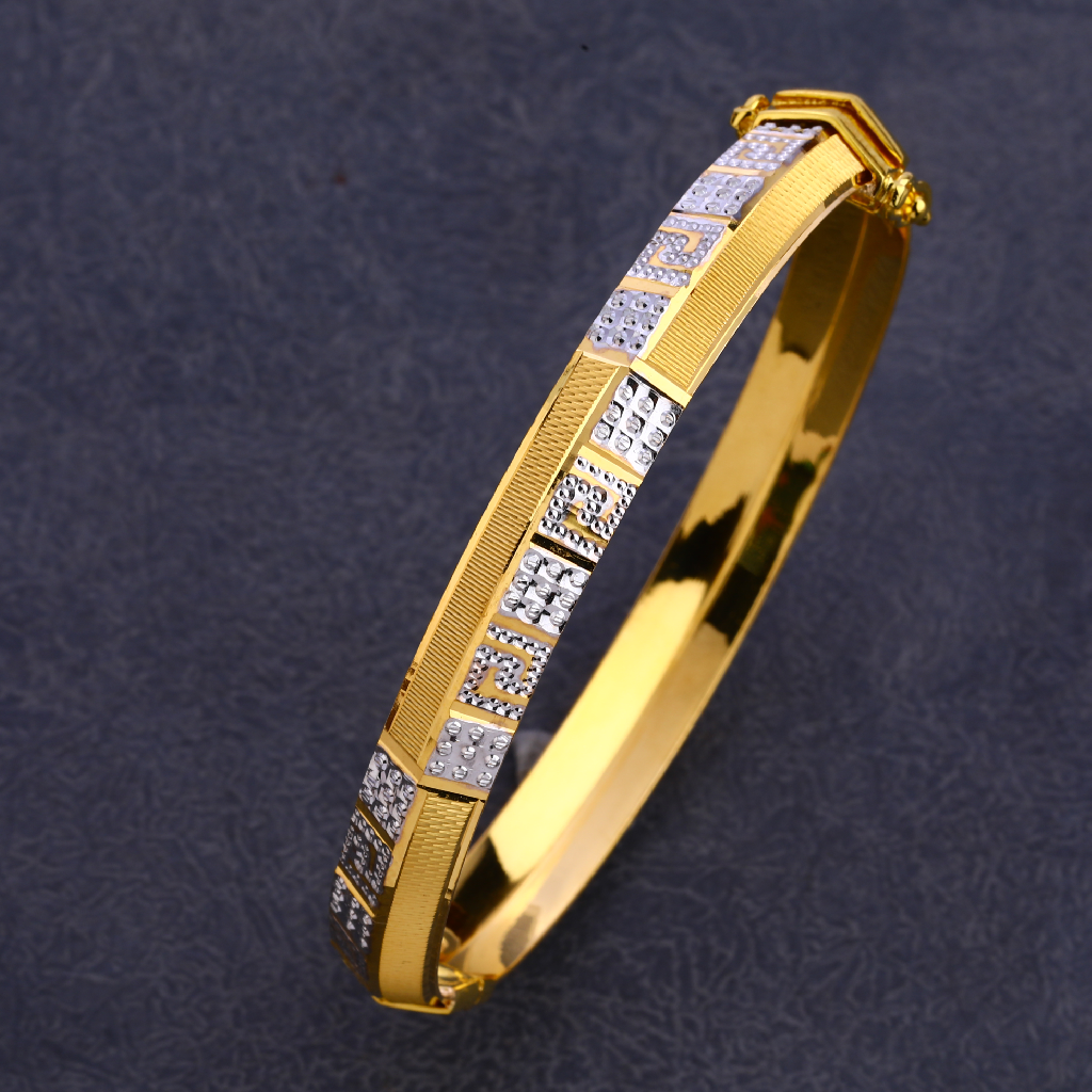 22KT Gold Mens Punjabu Fancy Lock Kada Bracelet MPLKB65
