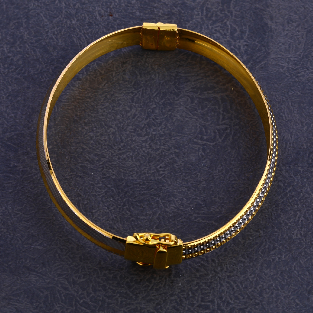 22KT Gold Mens Punjabu Exclusive Lock Kada Bracelet MPLKB66 - Image 2